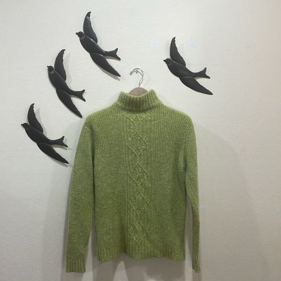 Vintage Burberrys Wool Angora Flecked Cable Knit Mockneck Sweater - PM - USA - Picture 1 of 10